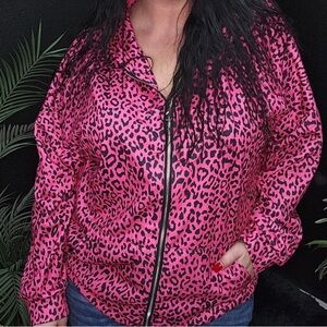 Pink Leopard Print Sweatshirt with Ribbed Details